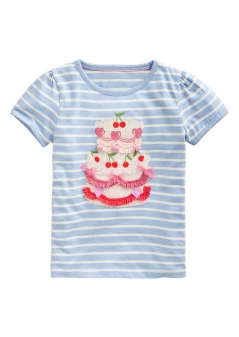 Mini Boden Kids' Stripe Cake Embellished Cotton T-Shirt