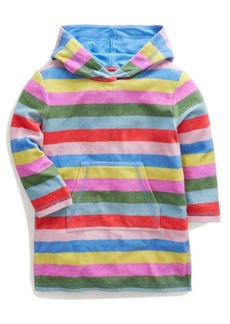Mini Boden Kids' Stripe Hooded Long Sleeve Cotton Blend Cover-Up Dress