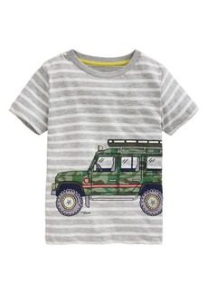 Mini Boden Kids' Stripe Jeep Appliqué Cotton T-Shirt