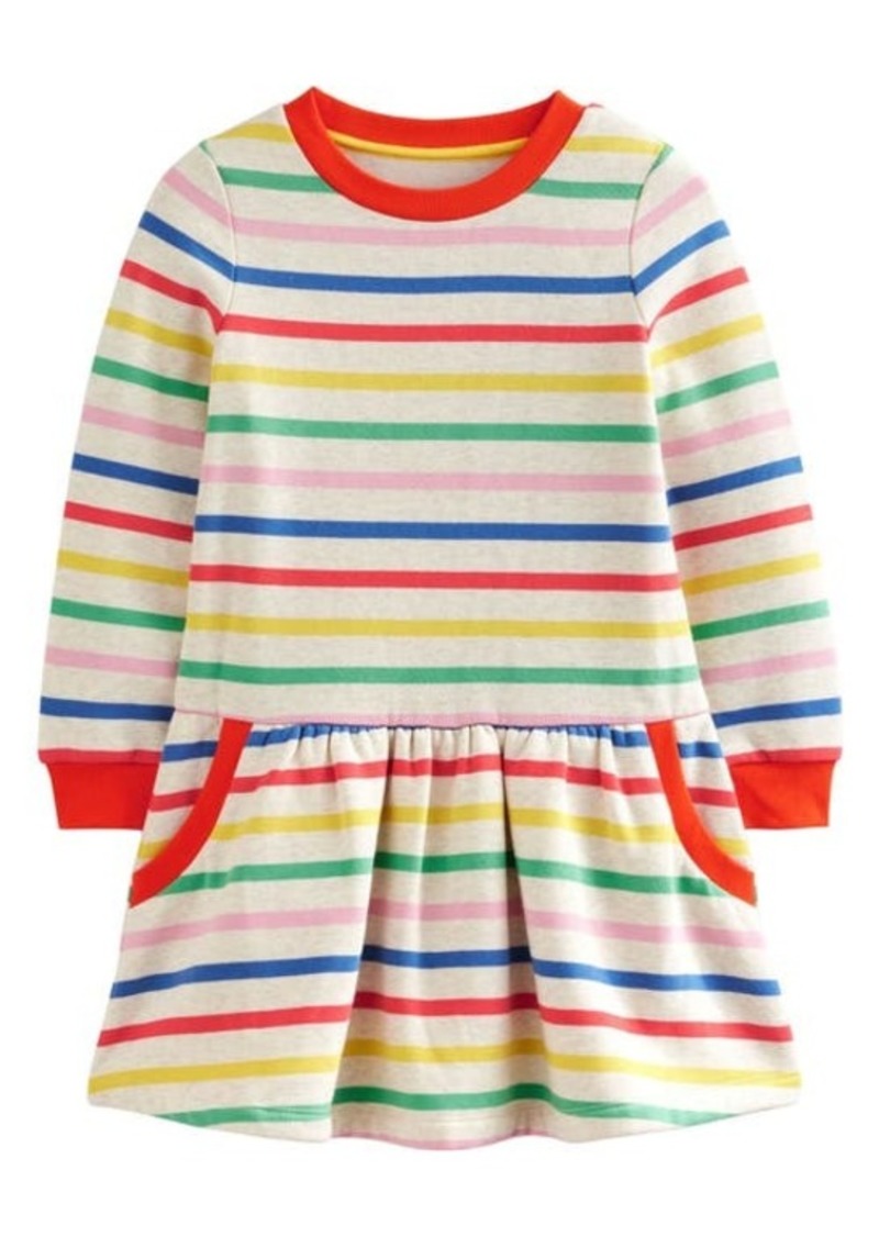 Mini Boden Kids' Stripe Long Sleeve Fleece Sweatshirt Dress