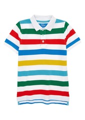 Mini Boden Kids' Stripe Polo Shirt in Multi Rainbow at Nordstrom