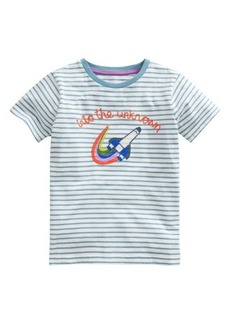 Mini Boden Kids' Stripe Rocket Embroidered Cotton Graphic T-Shirt