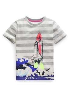 Mini Boden Kids' Stripe Space Shuttle Graphic T-Shirt