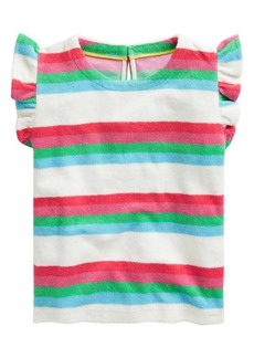 Mini Boden Kids' Stripe Terry Cloth Ruffle Shoulder Top