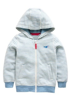 Mini Boden Kids' Stripe Zip-Up Cotton Hoodie