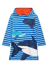 Mini Boden Kids' Towelling Hooded Cover-Up in Bold Blue Sharks at Nordstrom