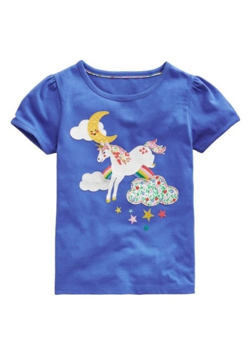Mini Boden Kids' Unicorn Appliqué Cotton T-Shirt