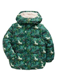 Mini Boden Kids' Unicorn Print 2-in-1 Convertible Hooded Puffer Coat