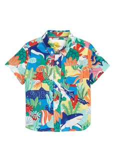 Mini Boden Kids' Vacation Button-Down Shirt in Multi Rainbow Reef at Nordstrom