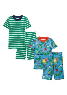 Mini Boden Set of 2 Fitted Two-Piece Pajamas in Surfboard Blue Brilliant Bugs at Nordstrom
