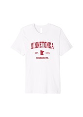 Mens Minnetonka Minnesota MN Vintage Sports Design Red Print Premium T-Shirt
