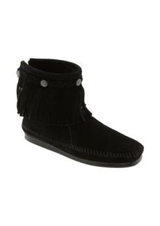 Minnetonka Fringed Moccasin Bootie in Black at Nordstrom