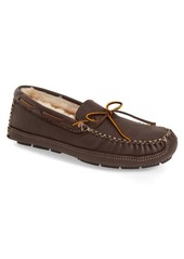 Minnetonka Genuine Shearling Leather Slipper in Chocolate at Nordstrom