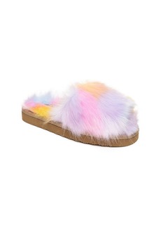 Minnetonka Lyla Faux Fur Slide Slipper in Pink Unicorn at Nordstrom