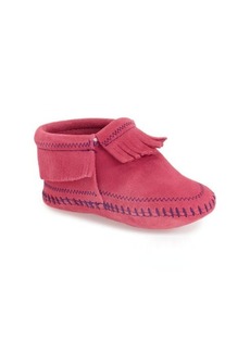 Minnetonka 'Riley' Fringe Suede Bootie in Hot Pink at Nordstrom