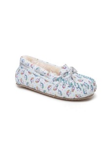 Minnetonka Unicorn Faux Fur Lined Moccasin in Blue Unicorn at Nordstrom