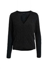 Minnie Rose Cable Knit Cardigan In Black