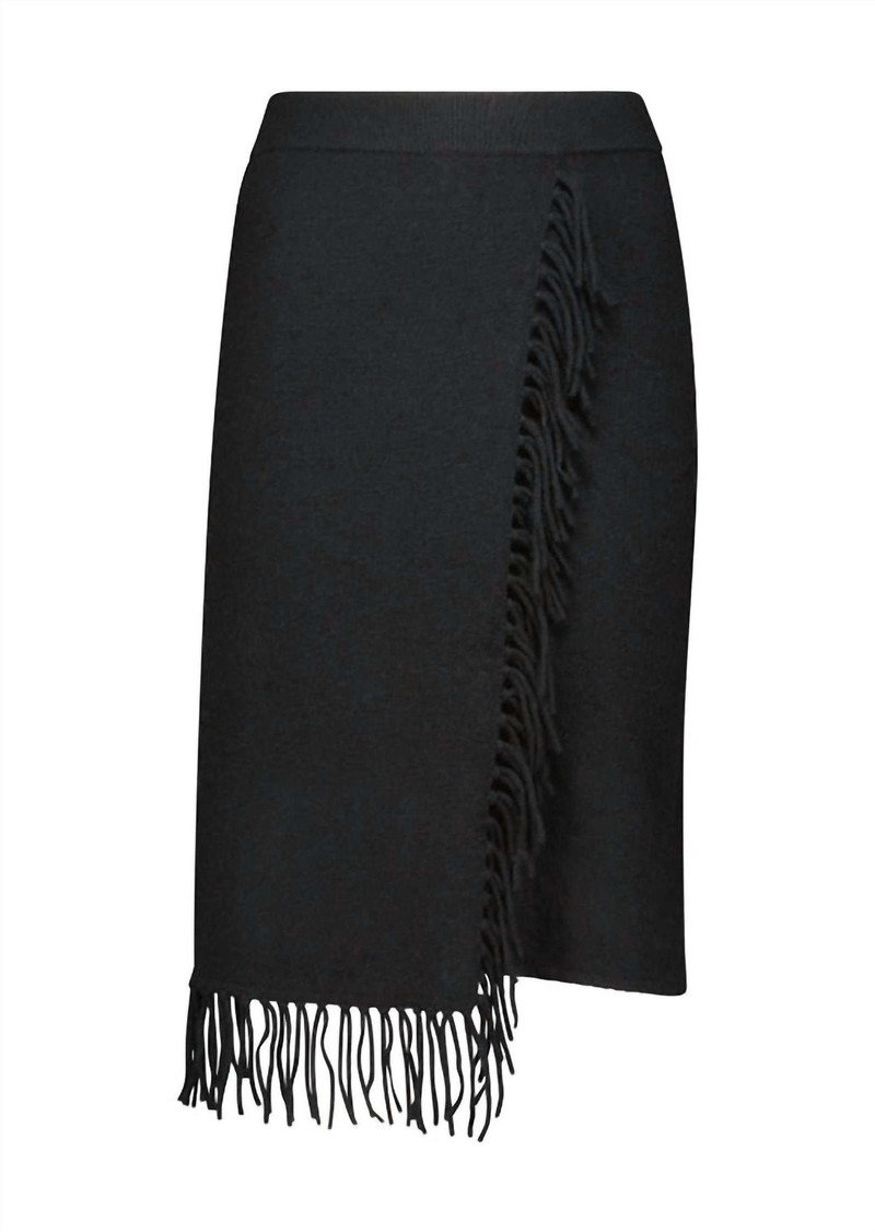 Minnie Rose Cashmere Fringe Wrap Skirt In Black
