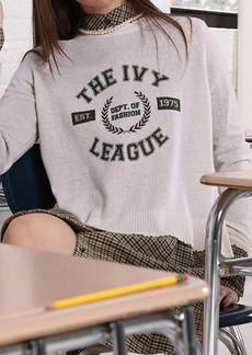 Minnie Rose Cashmere Ivy League Sweater In White