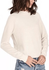 Minnie Rose Cashmere Long Sleeve Shrunken Crew Sweater In White