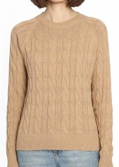 Minnie Rose Cotton Cable Crew Sweater In Brown Sugar