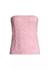 Minnie Rose Cotton Cable-Knit Strapless Top