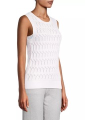 Minnie Rose Cotton-Cashmere Pointelle Sleeveless Top