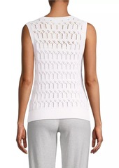 Minnie Rose Cotton-Cashmere Pointelle Sleeveless Top