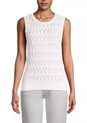 Minnie Rose Cotton-Cashmere Pointelle Sleeveless Top