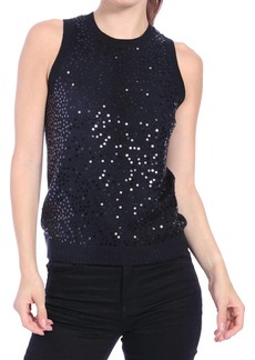 Minnie Rose Cotton Cashmere Sequined Tank In Black