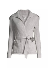 Minnie Rose Cotton-Cashmere Shaker Flyaway Cardigan