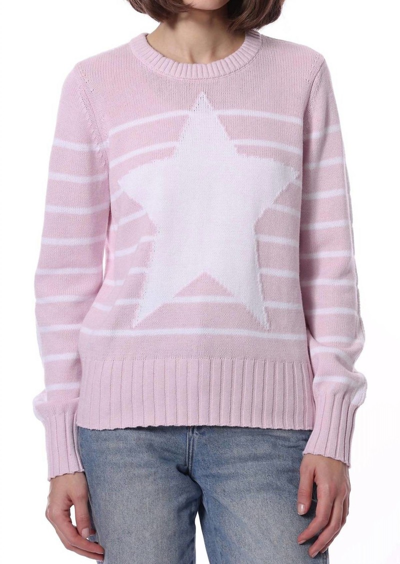 Minnie Rose Cotton Cashmere Star Sweater In Pink