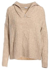 Minnie Rose Cuddle Cable Half Zip Pullover In Wheat