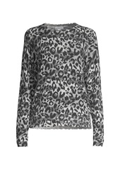 Minnie Rose Distressed Leopard-Print Cashmere Sweater