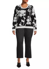 Minnie Rose Floral Cotton-Blend Crewneck Sweater