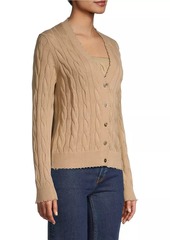 Minnie Rose Frayed Cable-Knit Cardigan