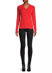 Minnie Rose Frayed Cable-Knit Sweater