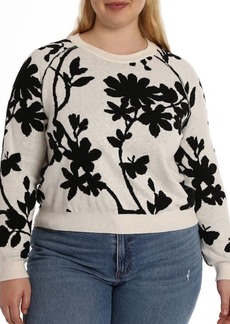 MINNIE ROSE Floral Cotton & Cashmere Crewneck Sweater