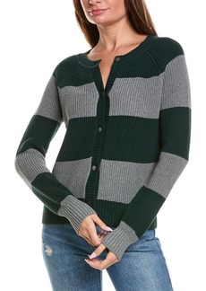 Minnie Rose Shaker Rugby Stripe Cashmere-Blend Cardigan