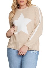 MINNIE ROSE Star Cotton & Cashmere Crewneck Sweater