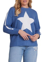 MINNIE ROSE Star Cotton & Cashmere Crewneck Sweater