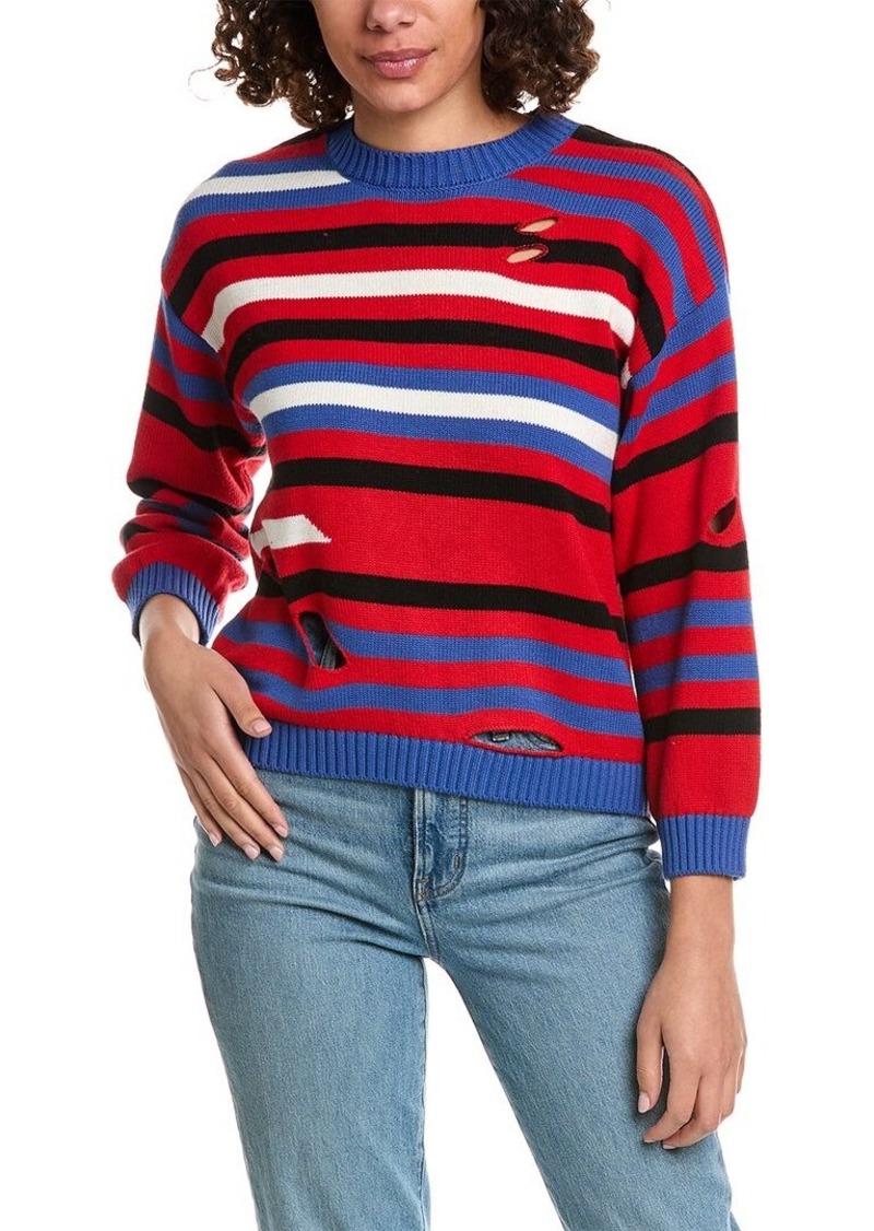 Minnie Rose Striped Cutout Cashmere-Blend Sweater