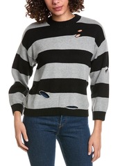 Minnie Rose Striped Cutout Cashmere-Blend Sweater