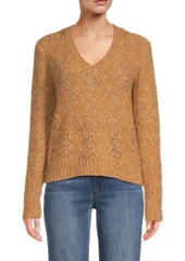 Minnie Rose Mohair Blend Pointelle Sweater
