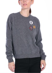 Minnie Rose Patches Boxy Pullover Top In Charcoal Heather Grey