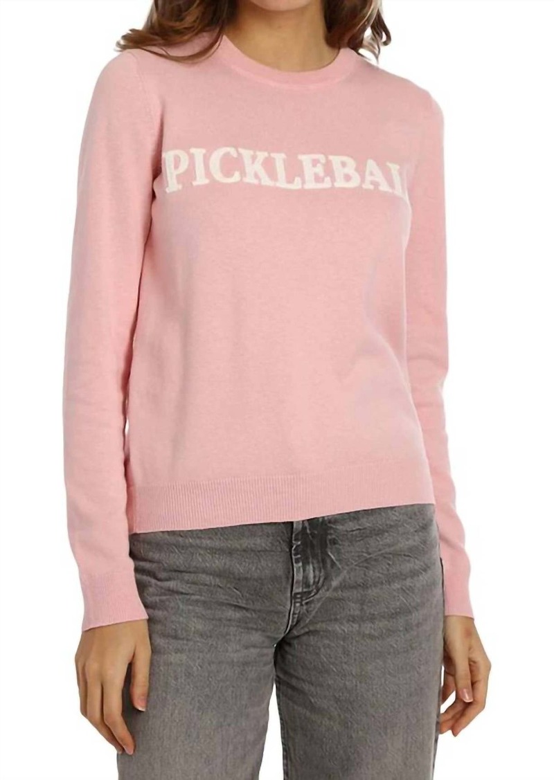 Minnie Rose Pickleball Embroidery Crew Sweater In Pink Bellini