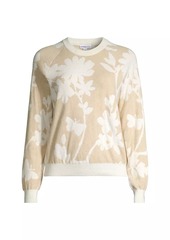 Minnie Rose Reversible Floral Jacquard Sweater