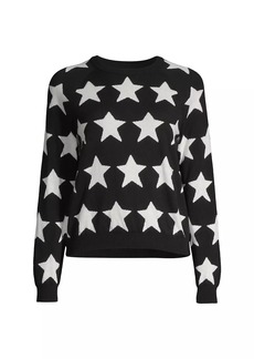 Minnie Rose Star Cotton-Cashmere Crewneck Sweater