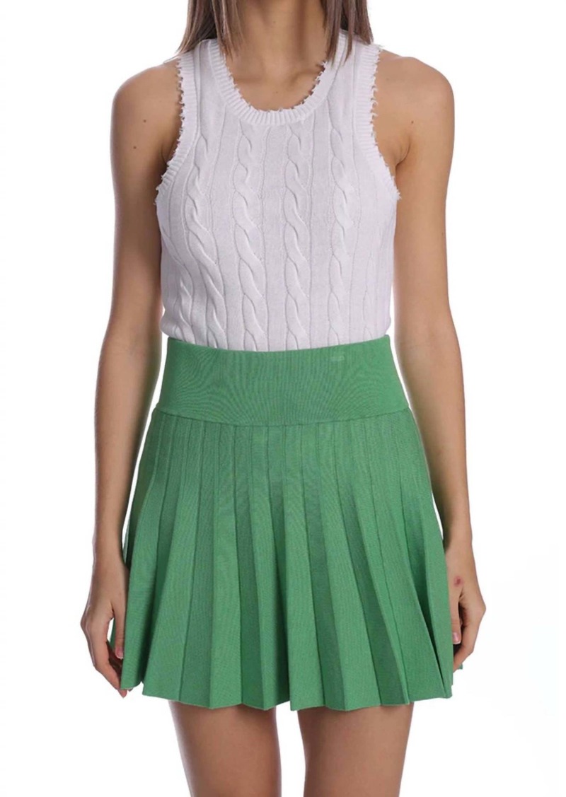 Minnie Rose Women's Pleated Skirt In Golf Green