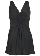 Miraclesuit Marais Allover Slimming V-Neck Swimdress - Black